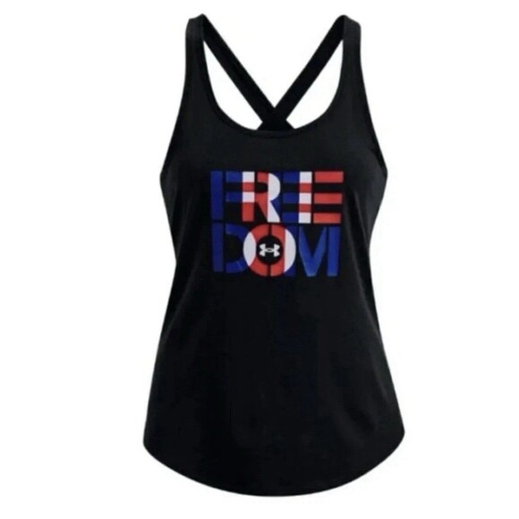 Under Armour Freedom Tank Black USARacerback Women's Size Large New $25.00 - Picture 2 of 5